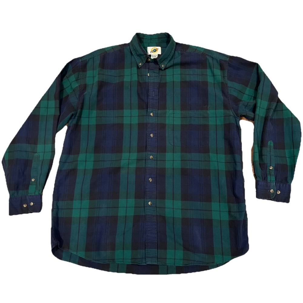 Vintage Field Gear Shirt Mens XL Blue/Green Plaid Button Down Grunge 90s Y2K